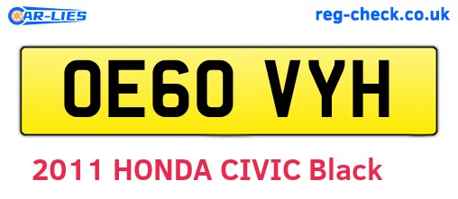 OE60VYH are the vehicle registration plates.