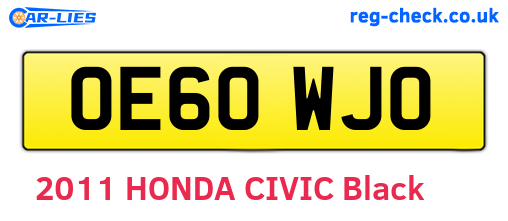 OE60WJO are the vehicle registration plates.