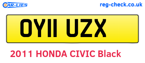 OY11UZX are the vehicle registration plates.
