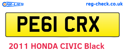 PE61CRX are the vehicle registration plates.