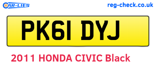 PK61DYJ are the vehicle registration plates.