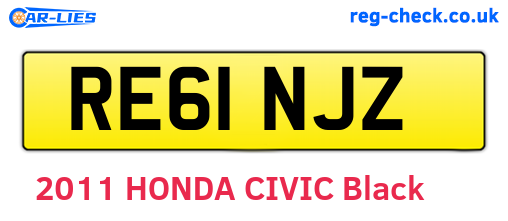RE61NJZ are the vehicle registration plates.