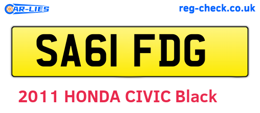 SA61FDG are the vehicle registration plates.