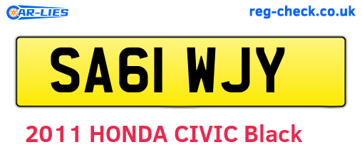 SA61WJY are the vehicle registration plates.