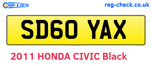 SD60YAX are the vehicle registration plates.