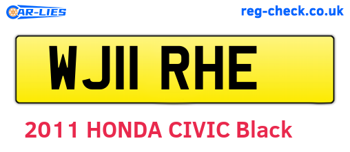 WJ11RHE are the vehicle registration plates.