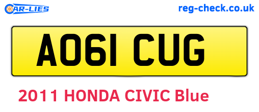 AO61CUG are the vehicle registration plates.