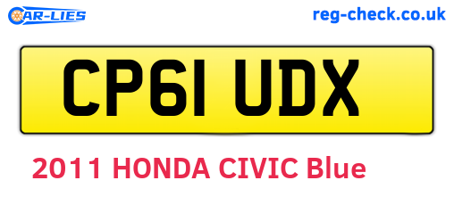 CP61UDX are the vehicle registration plates.