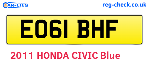 EO61BHF are the vehicle registration plates.