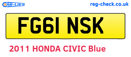 FG61NSK are the vehicle registration plates.