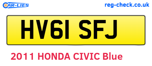 HV61SFJ are the vehicle registration plates.