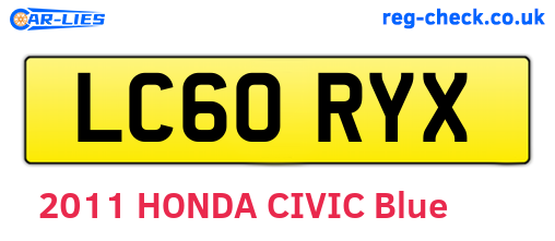 LC60RYX are the vehicle registration plates.