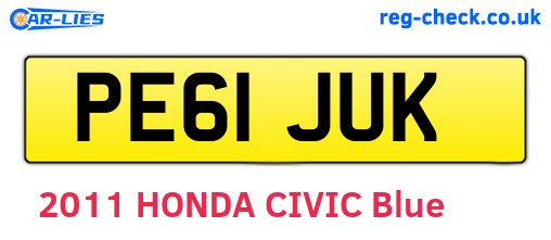 PE61JUK are the vehicle registration plates.
