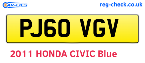 PJ60VGV are the vehicle registration plates.