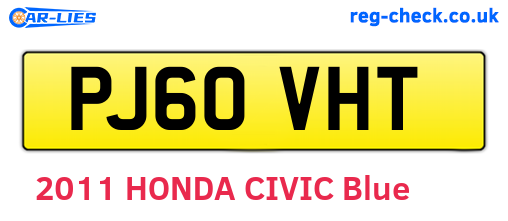 PJ60VHT are the vehicle registration plates.
