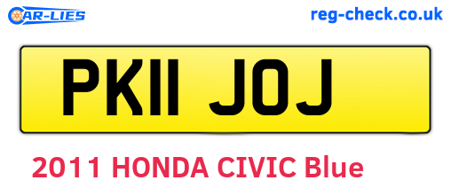 PK11JOJ are the vehicle registration plates.