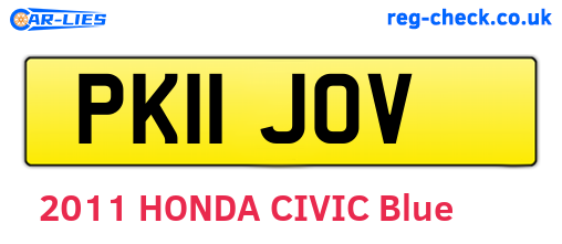 PK11JOV are the vehicle registration plates.