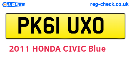PK61UXO are the vehicle registration plates.