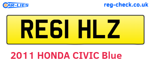RE61HLZ are the vehicle registration plates.