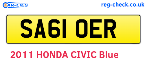 SA61OER are the vehicle registration plates.