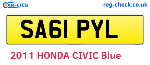 SA61PYL are the vehicle registration plates.