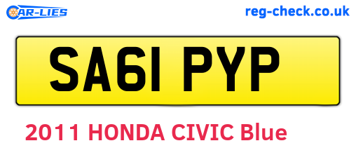 SA61PYP are the vehicle registration plates.