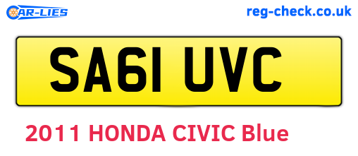 SA61UVC are the vehicle registration plates.