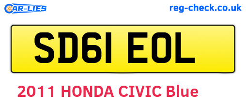 SD61EOL are the vehicle registration plates.
