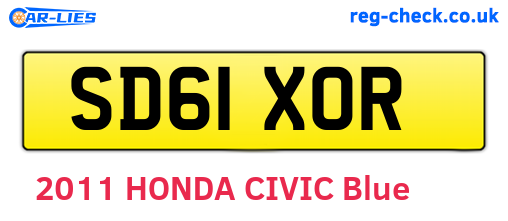 SD61XOR are the vehicle registration plates.