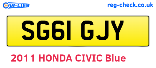 SG61GJY are the vehicle registration plates.
