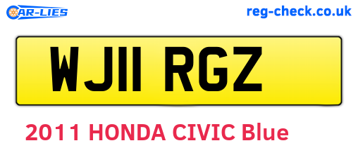 WJ11RGZ are the vehicle registration plates.