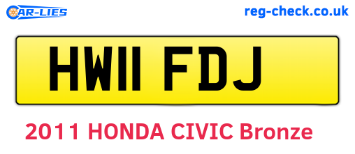 HW11FDJ are the vehicle registration plates.