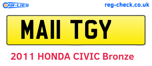 MA11TGY are the vehicle registration plates.