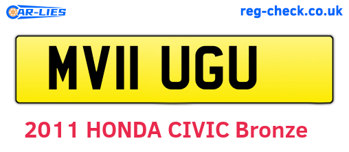 MV11UGU are the vehicle registration plates.