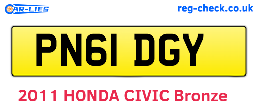 PN61DGY are the vehicle registration plates.
