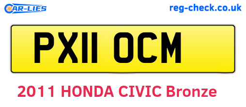 PX11OCM are the vehicle registration plates.