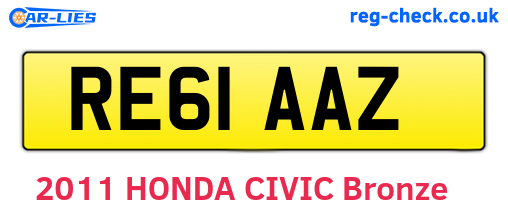 RE61AAZ are the vehicle registration plates.