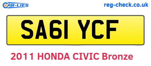 SA61YCF are the vehicle registration plates.