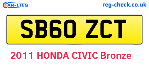 SB60ZCT are the vehicle registration plates.