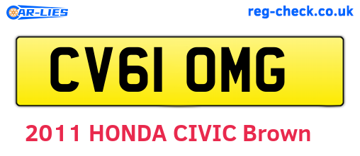CV61OMG are the vehicle registration plates.