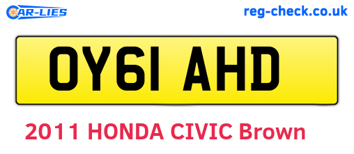 OY61AHD are the vehicle registration plates.