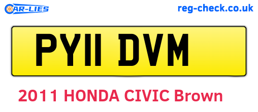 PY11DVM are the vehicle registration plates.