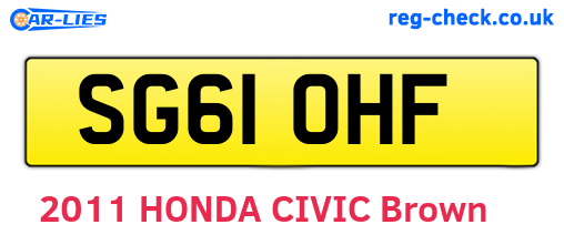 SG61OHF are the vehicle registration plates.