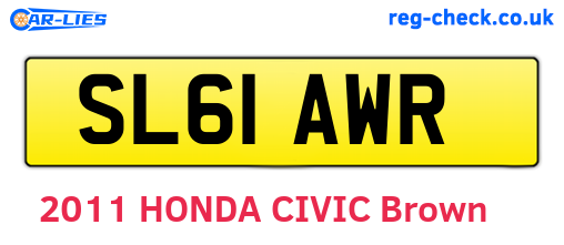 SL61AWR are the vehicle registration plates.