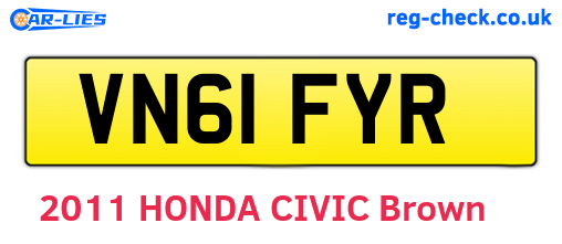 VN61FYR are the vehicle registration plates.