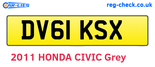 DV61KSX are the vehicle registration plates.