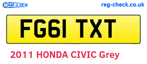 FG61TXT are the vehicle registration plates.