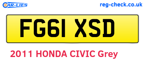 FG61XSD are the vehicle registration plates.
