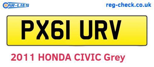 PX61URV are the vehicle registration plates.