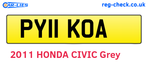 PY11KOA are the vehicle registration plates.